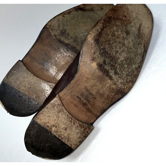 Johnston & Murphys Mens Cap-Toe Oxford Dress Shoes Sz 8.5 Burgundy Leather Italy - Picture 10 of 15